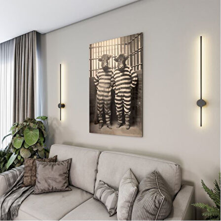 Hayvan Cam Tablo - Sevimli Dostlar Hapishanede - Dikey Motif 05-042