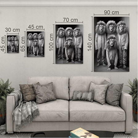 Hayvan Cam Tablo - Sevimli Dostlar Hapishanede - Dikey Motif 05-055