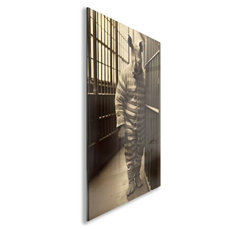 Hayvan Cam Tablo - Sevimli Dostlar Hapishanede - Dikey Motif 05-063