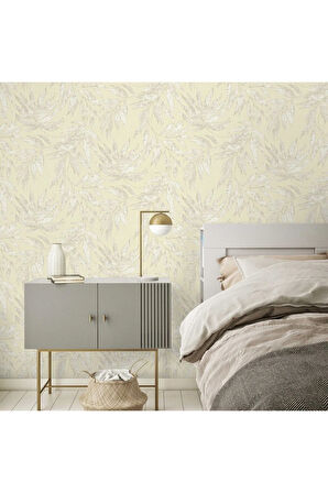 Yaprak Desenli Duvar Kağıdı, Beyaz, Ephes 1012-1, 10,60 M²
