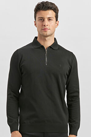 Uzun Kollu Örme Polo Yaka Slim Fit Dar Kesim Triko 1012245150