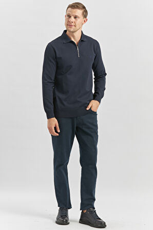 Uzun Kollu Örme Polo Yaka Slim Fit Dar Kesim Triko 1012245150