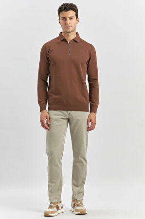 Uzun Kollu Örme Polo Yaka Slim Fit Dar Kesim Triko 1012245150