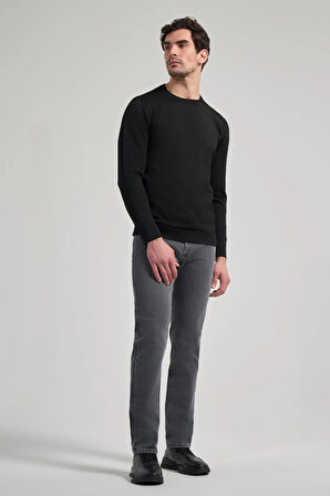 Uzun Kol Düz Örme Bisiklet Yaka Cepsiz Pamuklu Slim Fit Triko 1012245163