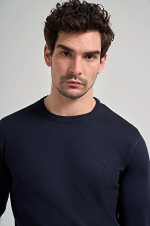 Uzun Kol Düz Örme Bisiklet Yaka Cepsiz Pamuklu Slim Fit Triko 1012245163