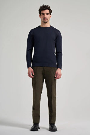 Uzun Kol Düz Örme Bisiklet Yaka Cepsiz Pamuklu Slim Fit Triko 1012245163