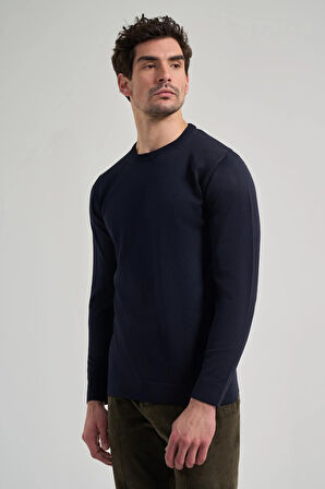 Uzun Kol Düz Örme Bisiklet Yaka Cepsiz Pamuklu Slim Fit Triko 1012245163