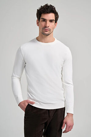 Uzun Kol Düz Örme Bisiklet Yaka Cepsiz Pamuklu Slim Fit Triko 1012245163