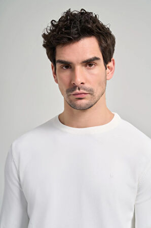 Uzun Kol Düz Örme Bisiklet Yaka Cepsiz Pamuklu Slim Fit Triko 1012245163