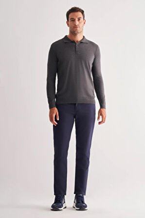 Füme Polo Yaka Cepsiz Comfort Fit Classic Pamuklu Triko Kazak 1012255007