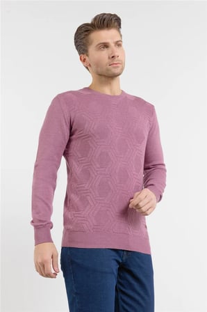 Gül Kurusu Polo Yaka Uzun Kol Cepsiz Slim Fit Casual Pamuklu Triko Kazak 1012255130