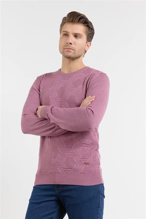 Gül Kurusu Polo Yaka Uzun Kol Cepsiz Slim Fit Casual Pamuklu Triko Kazak 1012255130