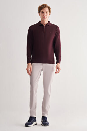 Mürdüm Uzun Kol Fermuarlı Yaka Cepsiz  Slim Fit  Triko 1012255150