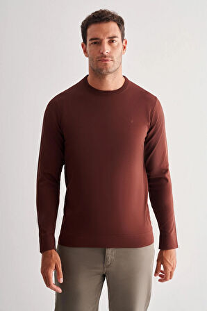 Taba Uzun Kol Bisiklet Yaka Cepsiz  Slim Fit  Triko 1012255151
