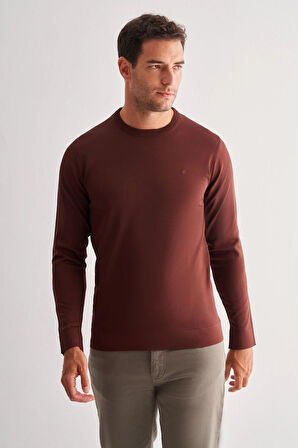 Taba Uzun Kol Bisiklet Yaka Cepsiz  Slim Fit  Triko 1012255151