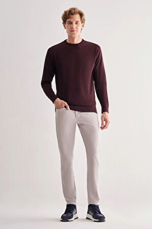 Mürdüm Bisiklet Yaka Cepsiz Slim Fit Casual Triko Kazak