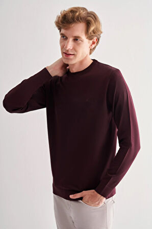 Mürdüm Bisiklet Yaka Cepsiz Slim Fit Casual Triko Kazak