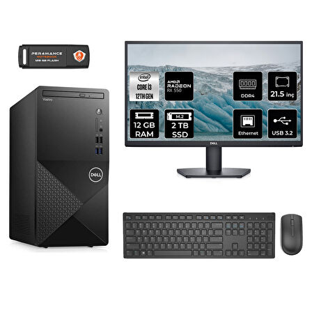 DELL VOSTRO 3910 MN35633910D159 i3 12100 12GB RAM 2TB SSD RX550 4GB 21.5" FDOS MASAÜSTÜ PC
