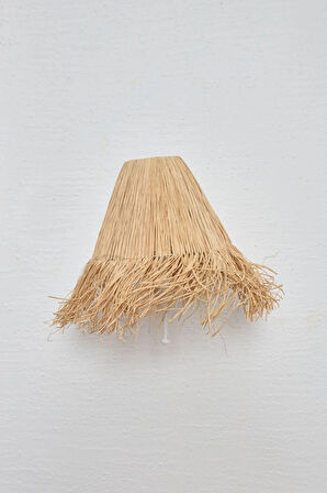 Bohem Hasır Rafya Saçaklı El Yapımı Beyaz E27 Ampül Kablolu Aplik