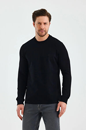 Siyah Bisiklet Yaka Sweatshirt 1013245152