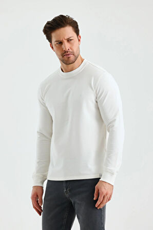 Açık Krem Bisiklet Yaka Sweatshirt 1013245152