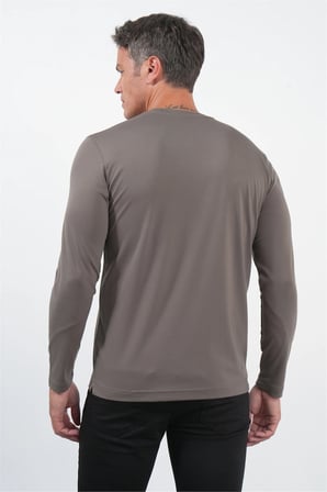 Haki Bisiklet Yaka Uzun Kol Örme Standart Fit Esnek Sweatshirt 1013260150