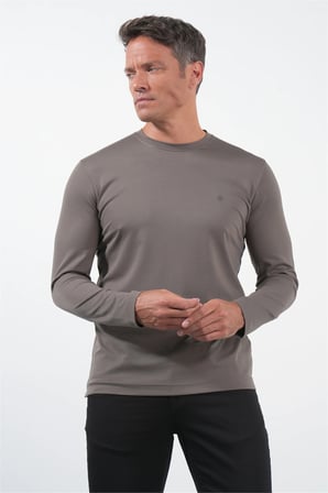 Haki Bisiklet Yaka Uzun Kol Örme Standart Fit Esnek Sweatshirt 1013260150