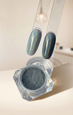 Gümüş Gökkuşağı Tırnak Krom Tozu Aplikatörlü Krom İnci Tozu Holografik Silver WN-101