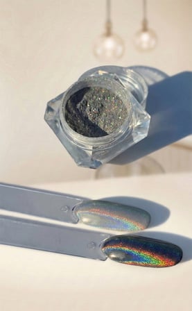 Gümüş Gökkuşağı Tırnak Krom Tozu Aplikatörlü Krom İnci Tozu Holografik Silver WN-101