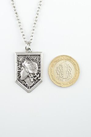 2'li Güneş ve Ay - Anime Attack On Titan Erkek Kadın Kolye Seti 925 Ayar Gümüş Kaplama