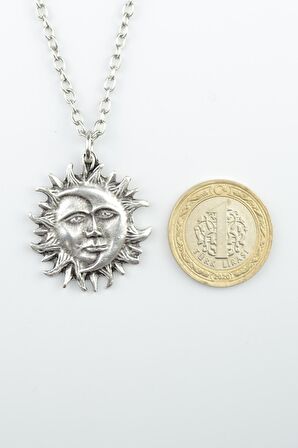 2'li Güneş ve Ay - Anime Attack On Titan Erkek Kadın Kolye Seti 925 Ayar Gümüş Kaplama