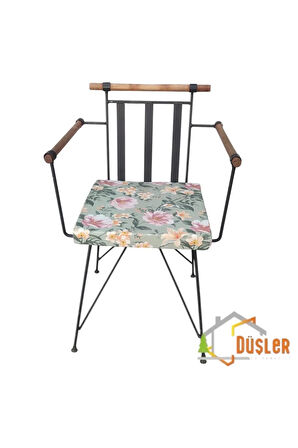 40x40 Çiçek Desenli Mint Yeşil Saten Fermuarlı Bağcıklı Sandalye Minderi 5 cm
