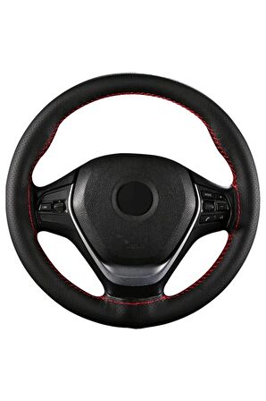 Toyota Corolla 1993-1998 Uyumlu Deri Dikmeli Direksiyon Kılıfı Kırmızı Ipli