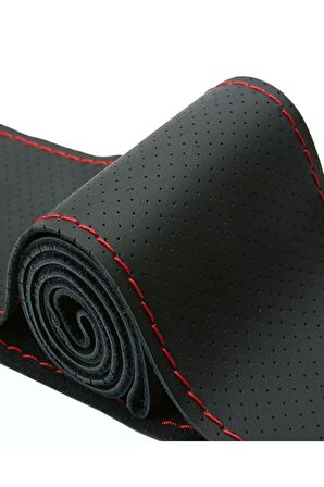 Toyota Corolla 1993-1998 Uyumlu Deri Dikmeli Direksiyon Kılıfı Kırmızı Ipli