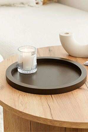 Ahşap Yuvarlak Tepsi Kahverengi Model Dekorasyon Düzenleyici