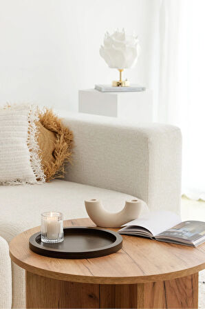 Ahşap Yuvarlak Tepsi Kahverengi Model Dekorasyon Düzenleyici