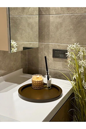 Ahşap Yuvarlak Tepsi Kahverengi Model Dekorasyon Düzenleyici