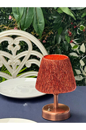 Modern Led Abajur Bakır Üst Bakır-Alt Bakır Detay ( 9v Pil 75-90 Saat)