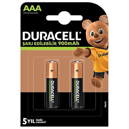 DURACELL ŞARJLI 900 MA AAA İNCE KALEM PİL 2Lİ PAKET (4825)