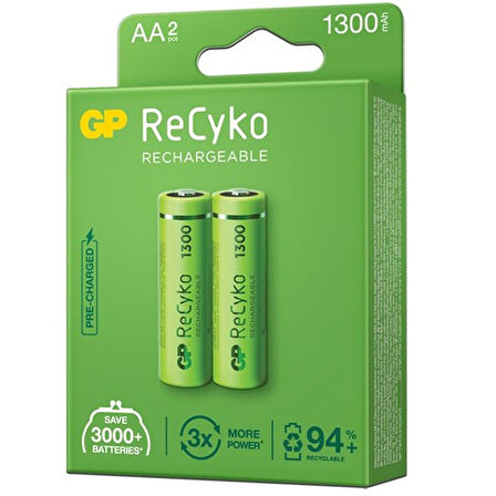 GP RECYKO 1300 MAH R6 AA ŞARJLI 2Lİ KALEM PİL GP130AAHCE-2EB2 (GPRHC132E000) (4825)