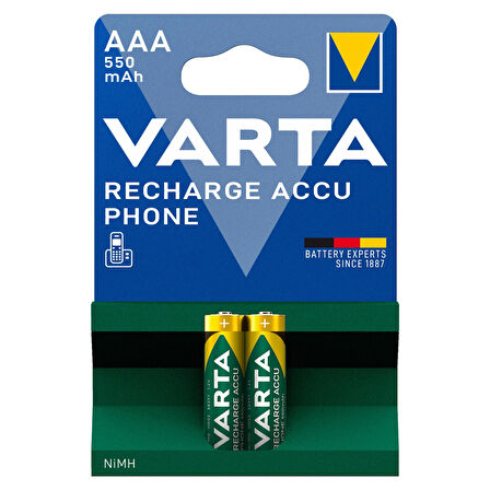 VARTA NI-MH 1.2V 550 MAH HR03 AAA ŞARJLI 2Lİ İNCE KALEM PİL (4825)