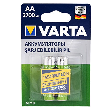 VARTA NI-MH 1.2V 2700 MAH HR6 AA ŞARJLI 2Lİ KALEM PİL (4825)