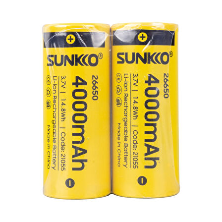 SUNKKO 3.7 VOLT 4000 MAH 26650 ŞARJ EDİLEBİLİR PİL  (TEKLİ) (4825)