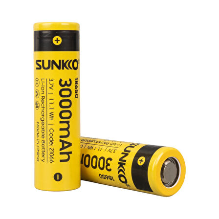 SUNKKO 3.7 VOLT 3000 MAH 18650 ŞARJ EDİLEBİLİR PİL  (TEKLİ) (4825)