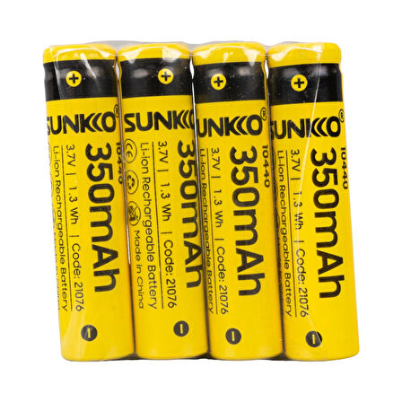 SUNKKO 3.7 VOLT 350 MAH 10440 ŞARJ EDİLEBİLİR PİL (TEKLİ) (4825)