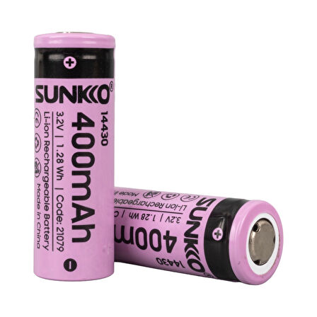 SUNKKO IFR 3.2 VOLT 400 MAH 14430 ŞARJ EDİLEBİLİR PİL (TEKLİ) (4825)