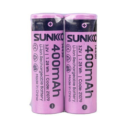 SUNKKO IFR 3.2 VOLT 400 MAH 14430 ŞARJ EDİLEBİLİR PİL (TEKLİ) (4825)