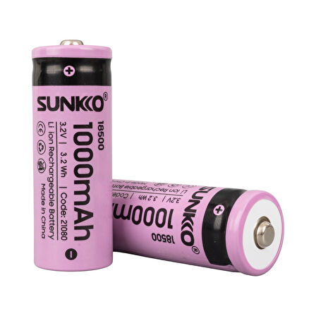 SUNKKO IFR 3.2 VOLT 1000 MAH 18500 ŞARJ EDİLEBİLİR PİL  (TEKLİ) (4825)