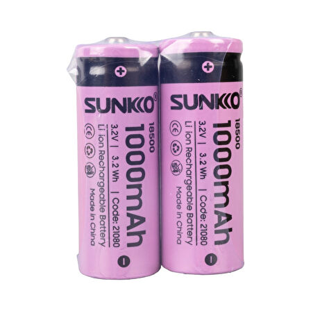 SUNKKO IFR 3.2 VOLT 1000 MAH 18500 ŞARJ EDİLEBİLİR PİL  (TEKLİ) (4825)