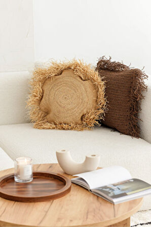 Ahşap Yuvarlak Tepsi Eskitme Model Dekorasyon Düzenleyici